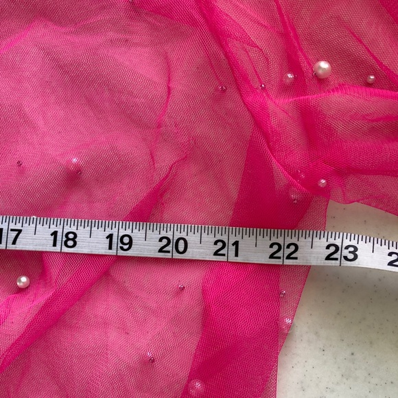 Pink Lily Hot Pink Sheer Cover-Up with Faux Pearls - Picture 6 of 7